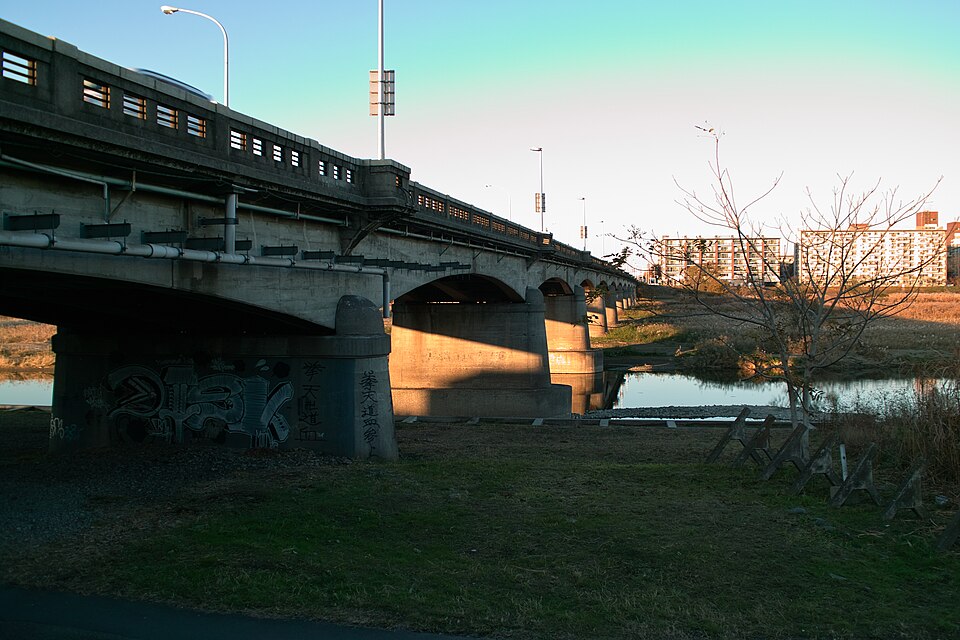 関戸橋南からの多摩川北側遠景
